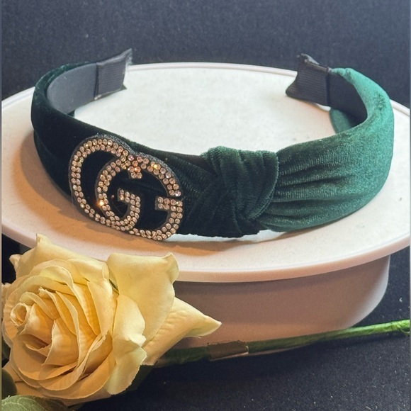 HAIR ACCESSORIES Accessories - Green Velvet Rhinestone Headband